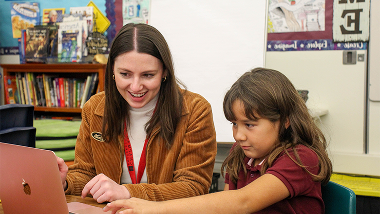 Teacher and student in our literacy program