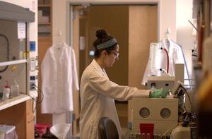 A student works in a lab.